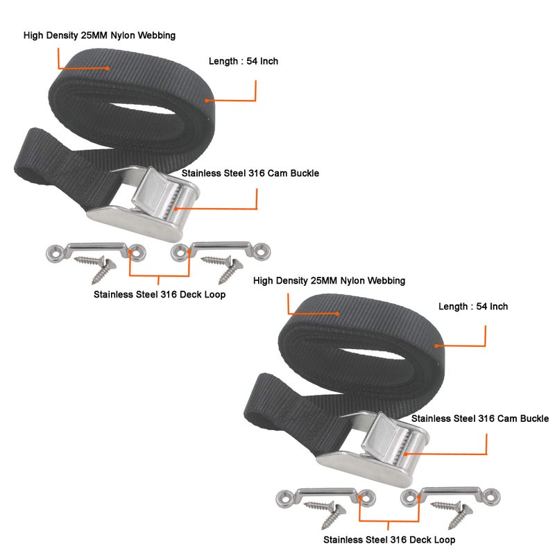YYST Battery Box Hold Tie Down Strap Kit Anti-UV w/Stainless Steel Cam Buckle (2) - Image 2